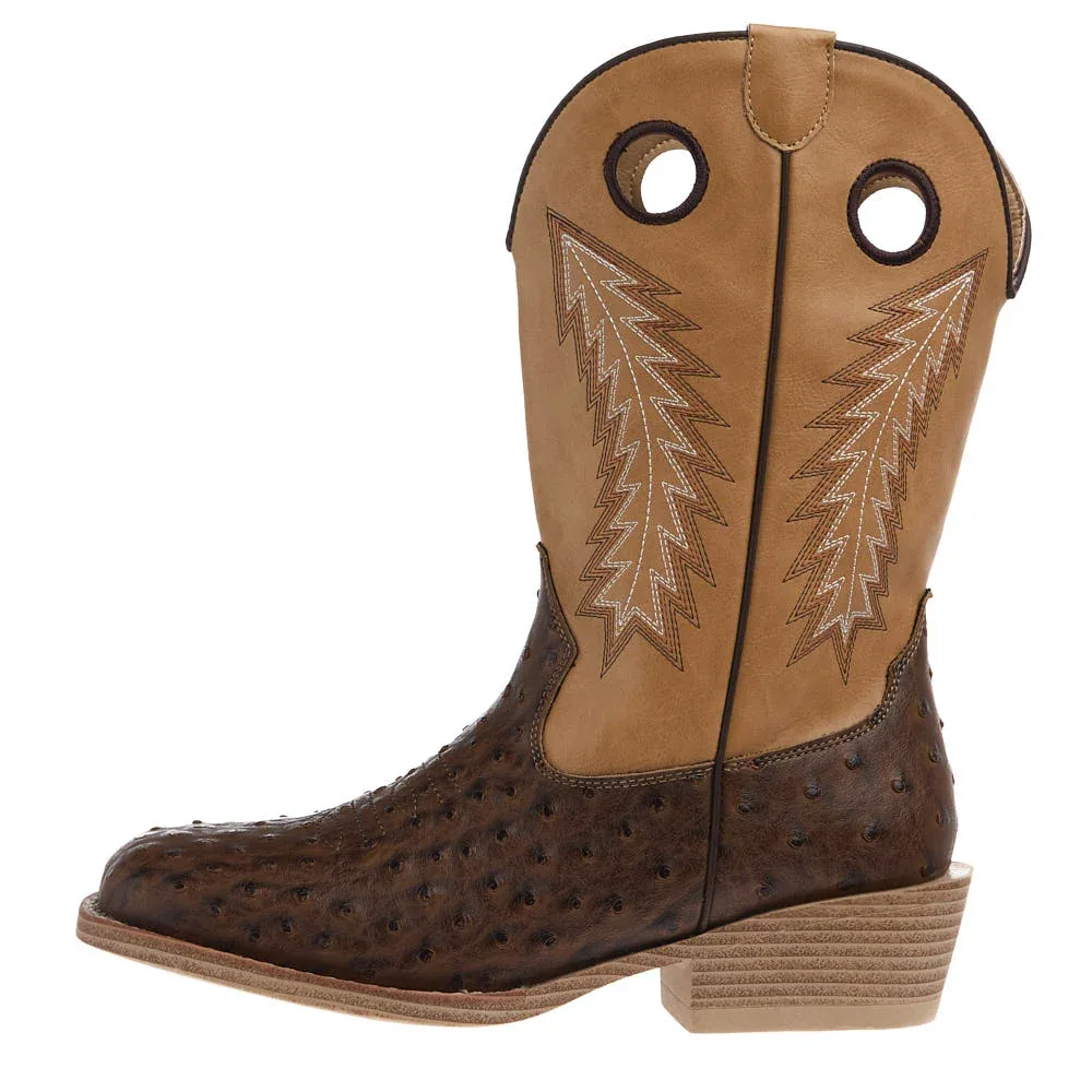 Roper Footwear Kid's Walker Bumps Brown Ostrich Print Boot - Image 2
