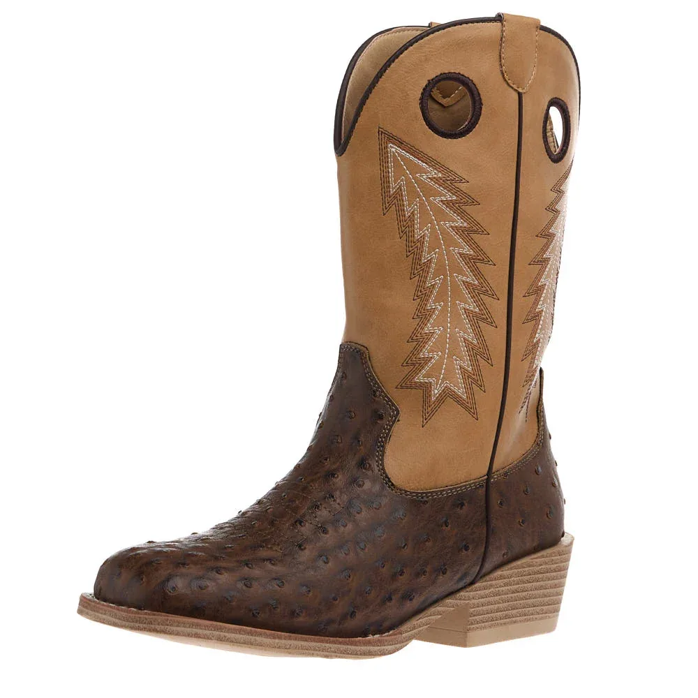 Roper Footwear Kid's Walker Bumps Brown Ostrich Print Boot