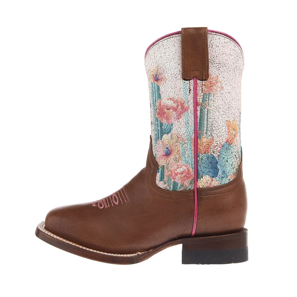 Roper Footwear Little Kid's Cactus Flowers Brown Square Toe Boot - Image 2