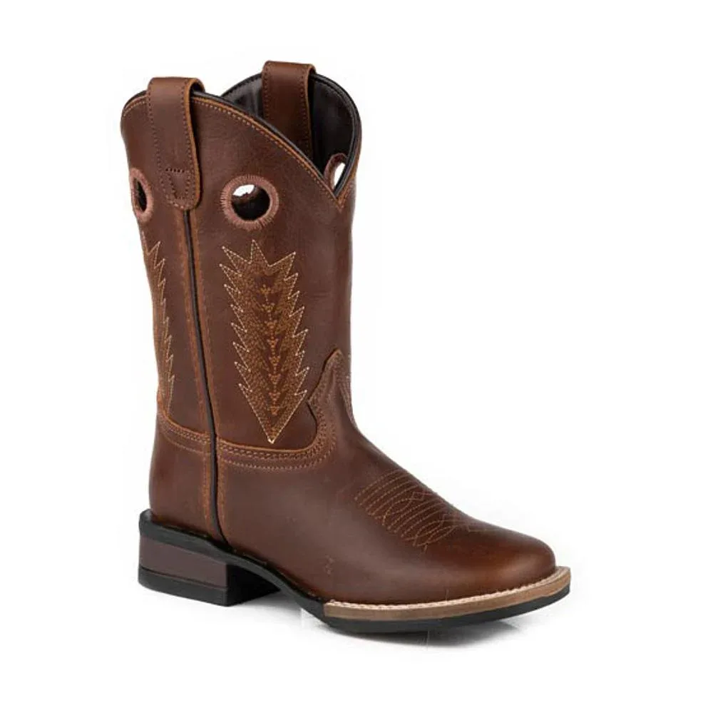 Roper Footwear Monterey Kid`s Tan Vamp with Tan Leather Shaft Cowboy Boot