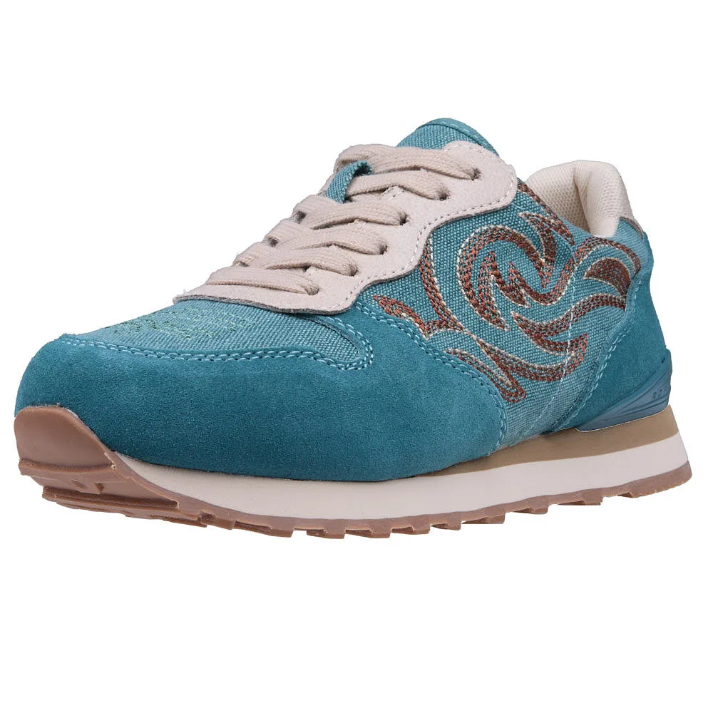 Roper Footwear Women's Giddyup Spice Turquoise Suede Jogger