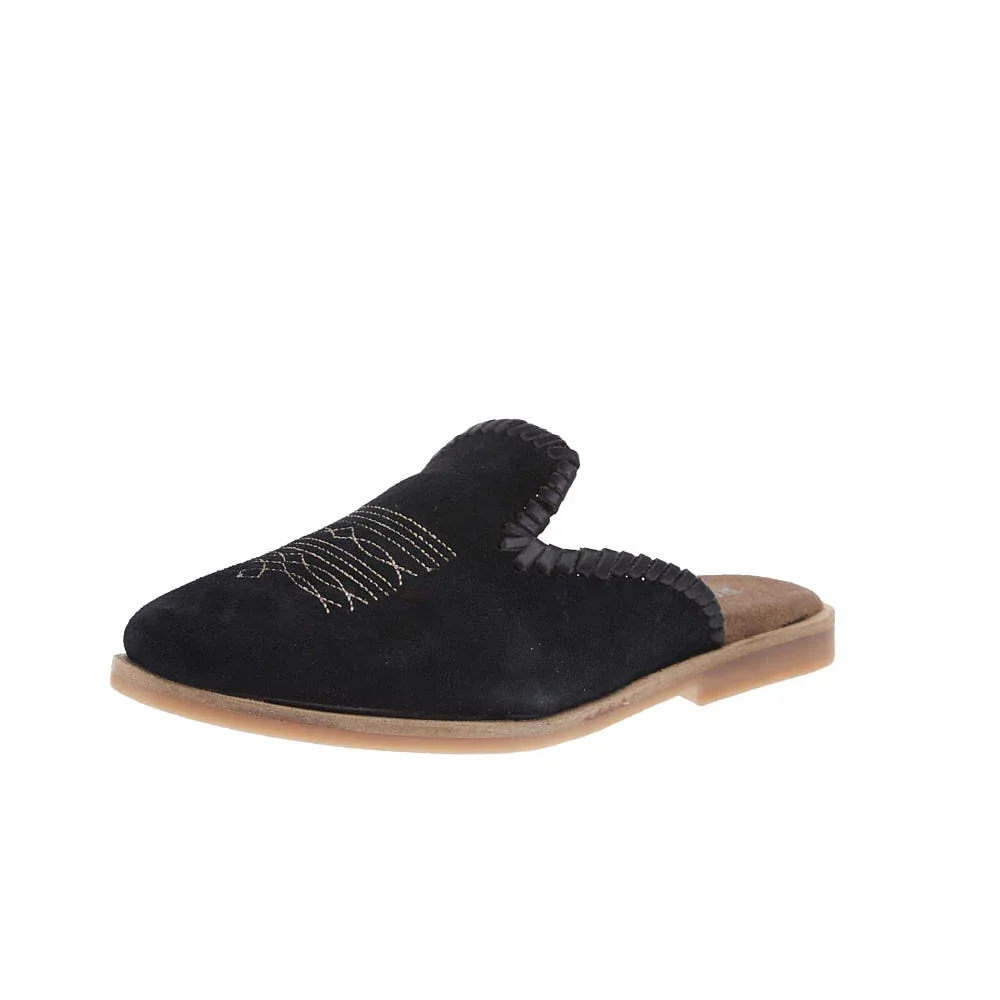 Roper Footwear Women's Hampton Black Cow Suede Mule