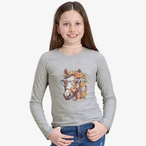 ROPER Girls' Floral Horse Top