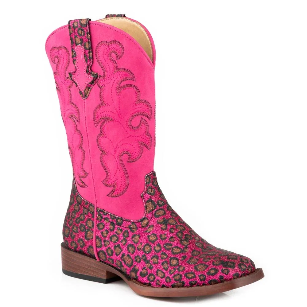 Roper Little Kids Glitter Wild Cat 9in Pink Top Boot
