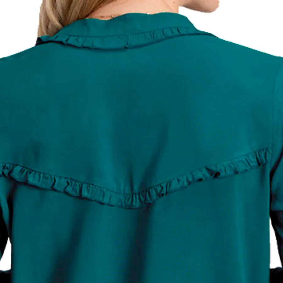 ROPER Womens Teal Blue Long Sleeve Shirt - Image 2
