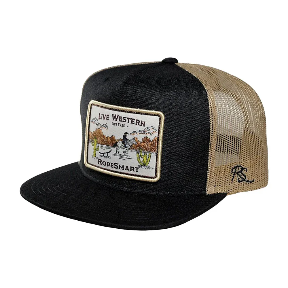 Ropesmart Black Western Trucker Patch Cap