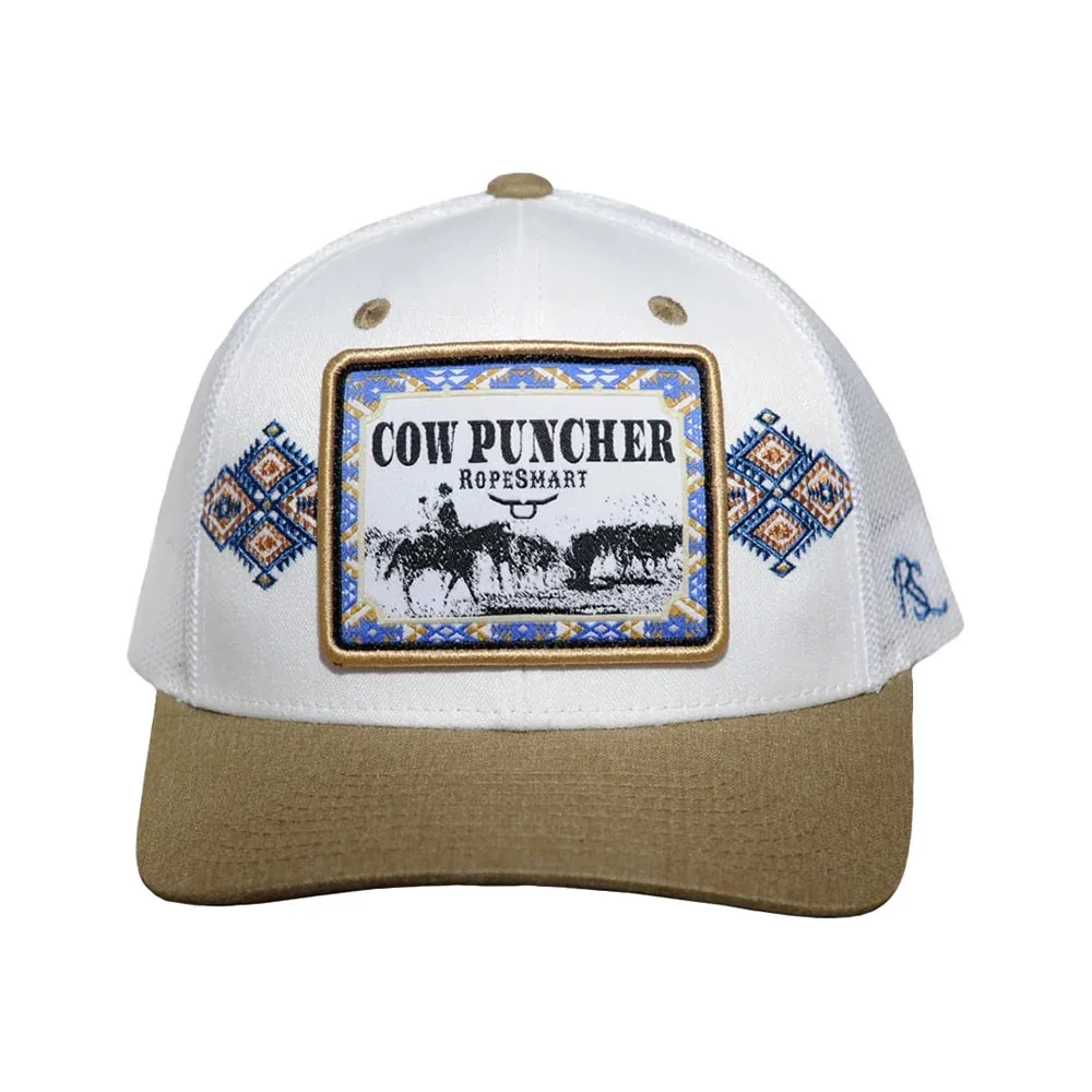 Ropesmart Blue and White Cow Puncher Patch Kahaki Trucker Cap - Image 2