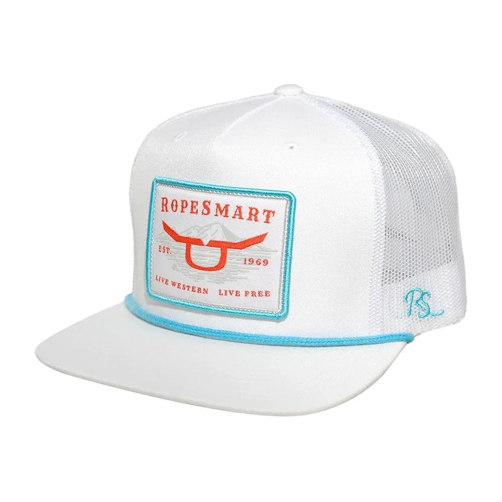 Ropesmart Teal Death Valley Patch White Trucker Cap