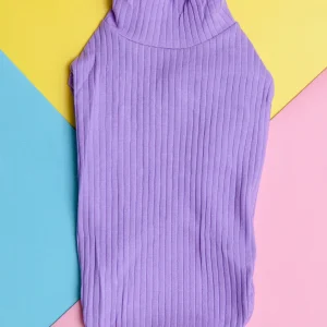 Ruffle Cuff Ribbed Dog Turtleneck in Lilac