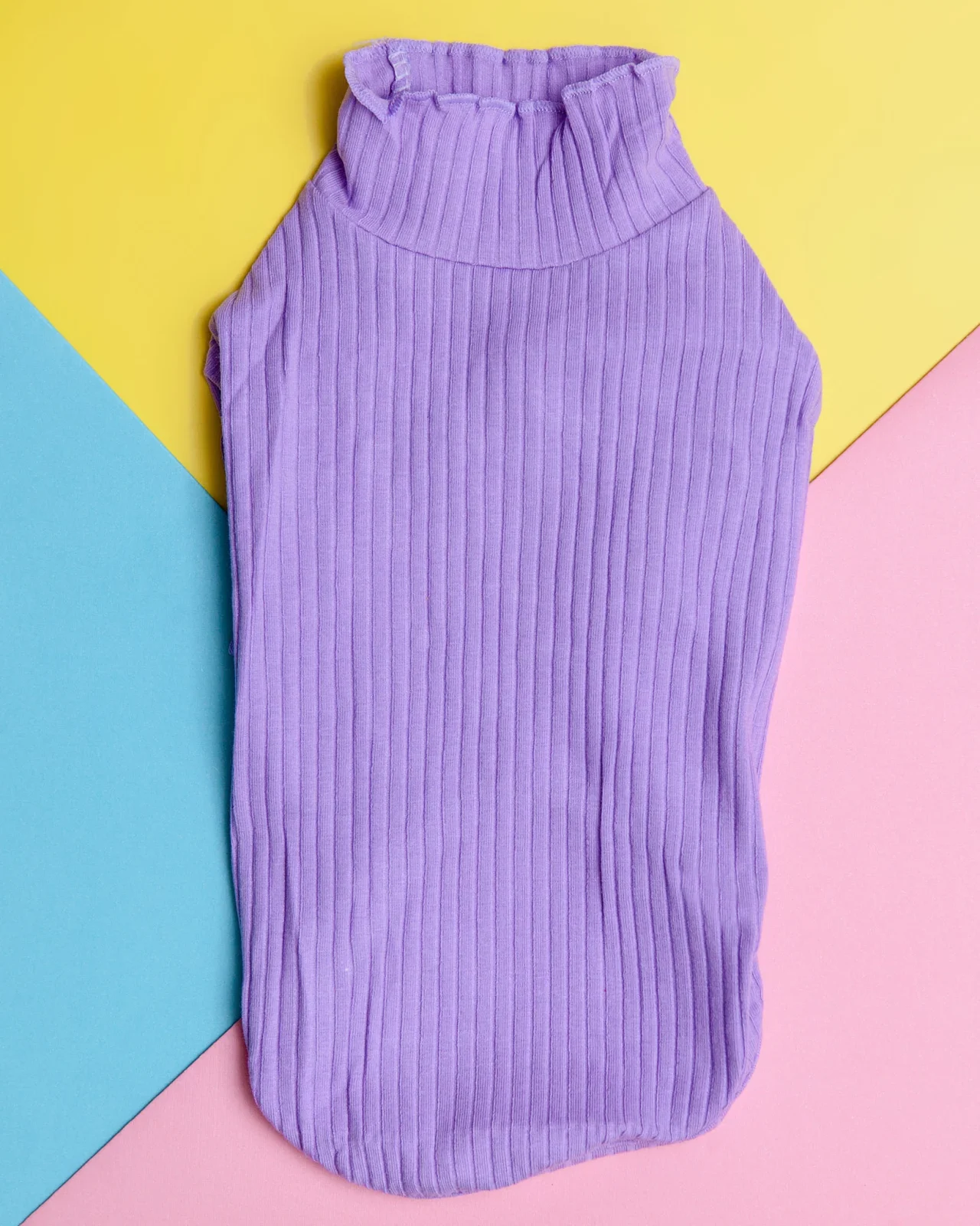 Ruffle Cuff Ribbed Dog Turtleneck in Lilac