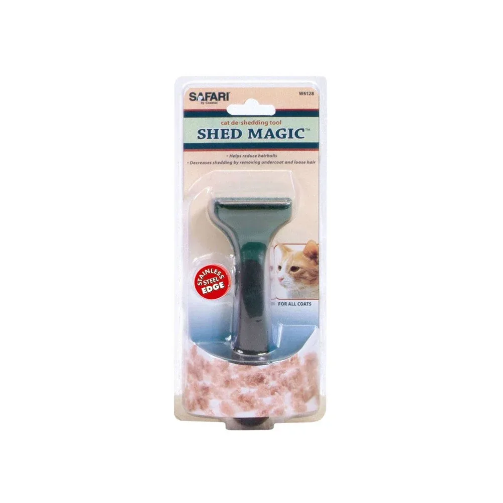 Safari Shed Magic De-Shedding Tool for Cats with Medium/Long Hair Green