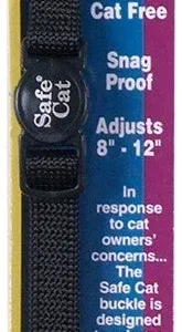 Safe Cat Adjustable Snag-Proof Nylon Breakaway Collar Black 3-8 in x 8-12 in