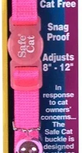 Safe Cat Adjustable Snag-Proof Nylon Breakaway Collar Neon Pink 3-8 in x 8-12 in