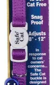 Safe Cat Adjustable Snag-Proof Nylon Breakaway Collar Purple 3-8 in x 8-12 in