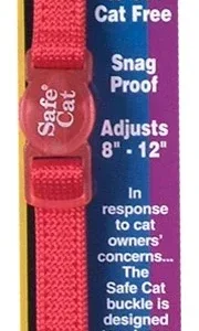 Safe Cat Adjustable Snag-Proof Nylon Breakaway Collar Red 3-8 in x 8-12 in