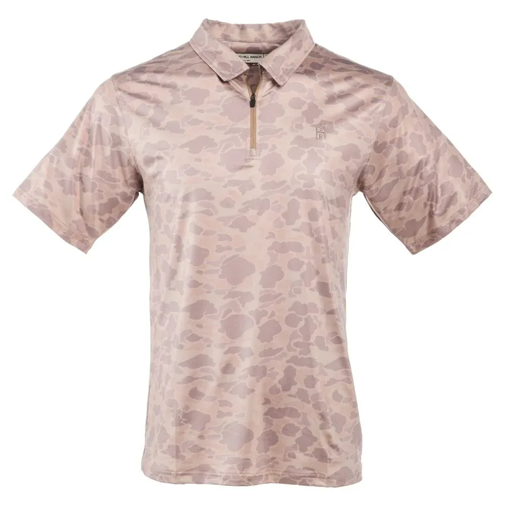 Sandhill Ranch Mens Washed Camo 1/4 Zip Polo