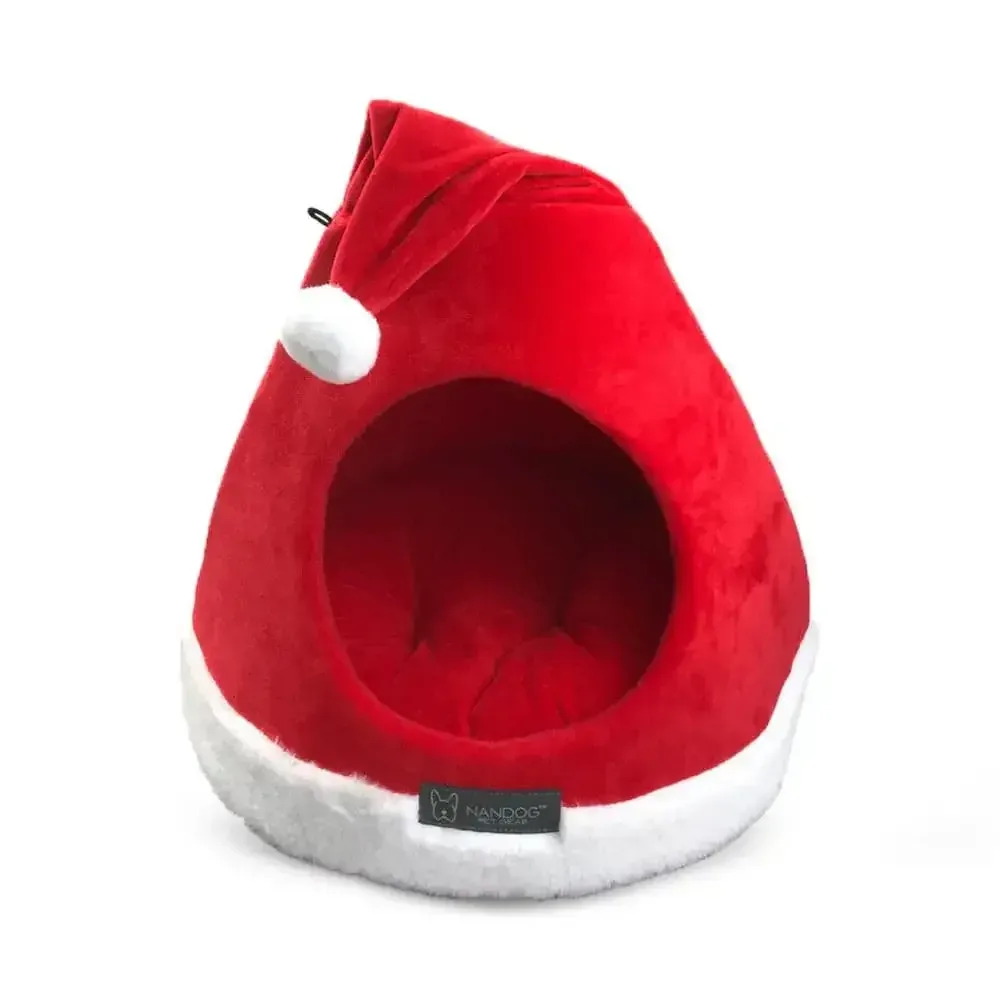 Santa Hat Christmas Pet Bed for Cats