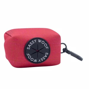 Sassy Woof Dog Waste Bag Holder, Merlot Red Bag Holder W/ Carabiner Clip For Convenient Access