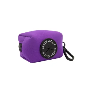 Sassy Woof Dog Waste Bag Holder, Neon Purple Bag Holder W/ Carabiner Clip For Convenient Access
