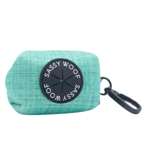Sassy Woof Dog Waste Bag Holder, Wag Your Teal Bag Holder W/ Carabiner Clip For Convenient Access