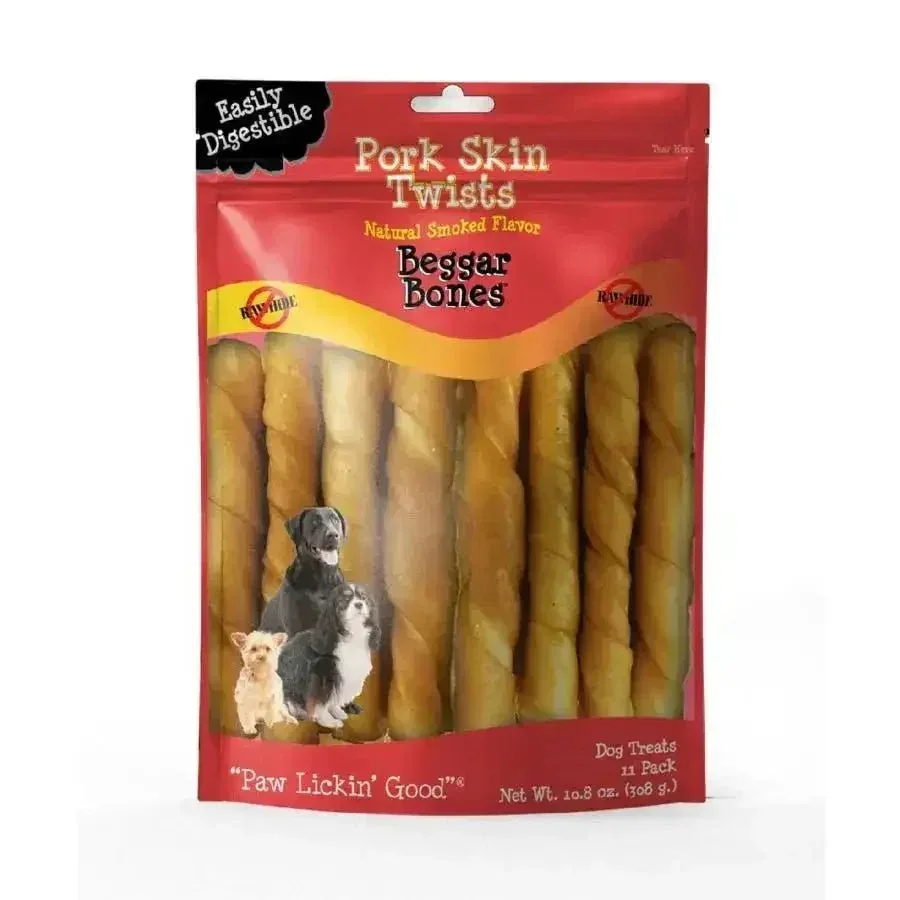 Savory Prime Beggar Bone Pork Skin Twists Dog Treats