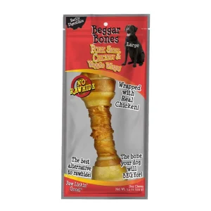 Savory Prime Beggar Bones Pork Skin, Chicken & Veggie Wraps Dog Treats, Large, 3.4 oz