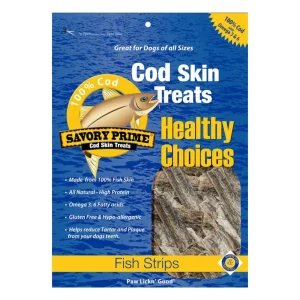 Savory Prime Cod Skin Strips Dog Treat, 8 Oz