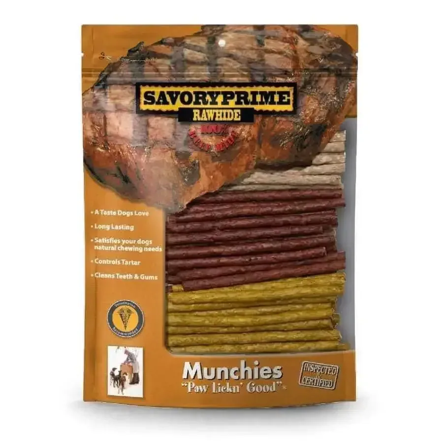 Savory Prime Munchie Sticks Beef, Chicken & Liver 5 in, 100 pk