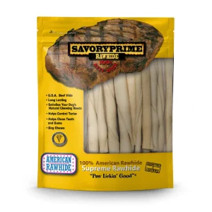 Savory Prime Pressed Rawhide Twist Sticks Natural, 5 in, 30 ct
