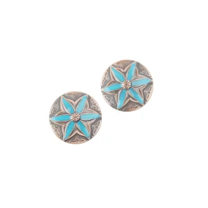 Schulz Equine 2 Pack 1.5in Copper Turquoise Flower Screwback Conchos