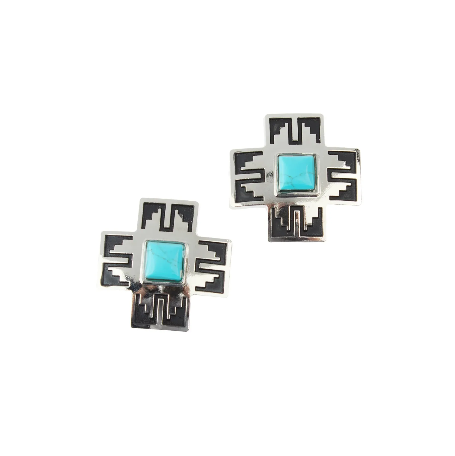 Schulz Equine 2 Pack 1.5in Silver Aztec Cross Screwback Conchos