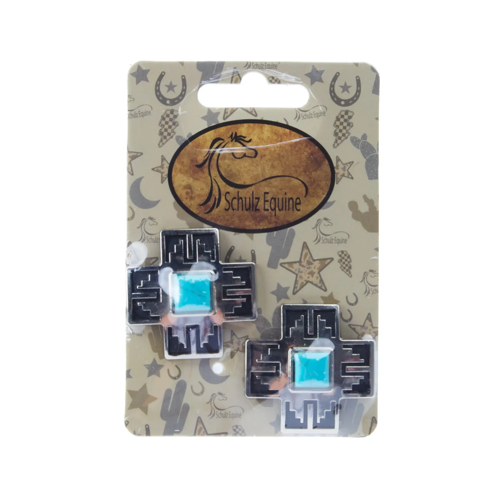 Schulz Equine 2 Pack 1.5in Silver Aztec Cross Screwback Conchos - Image 2