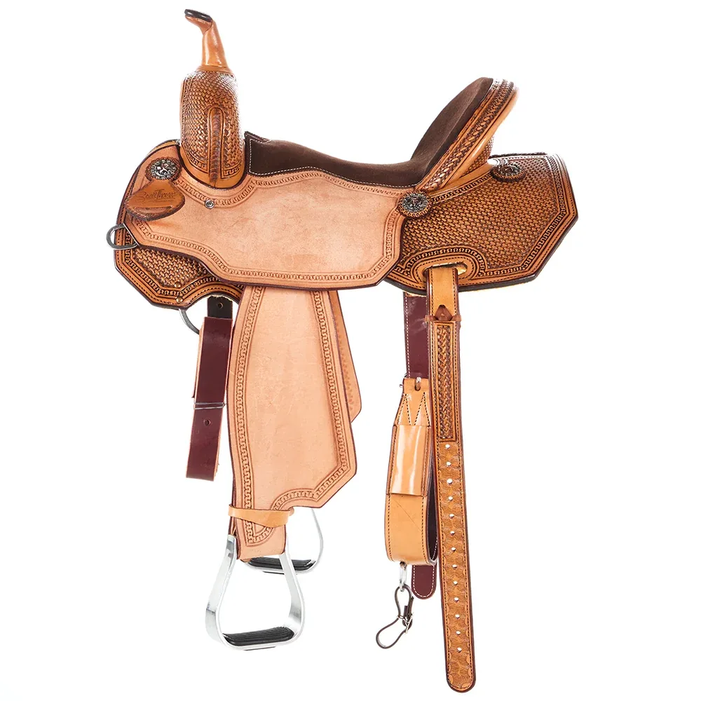 Scott Thomas Custom Saddles 14.5in 1/2 Breed Geometric Mini Basket Stamp Barrel Saddle - Image 2
