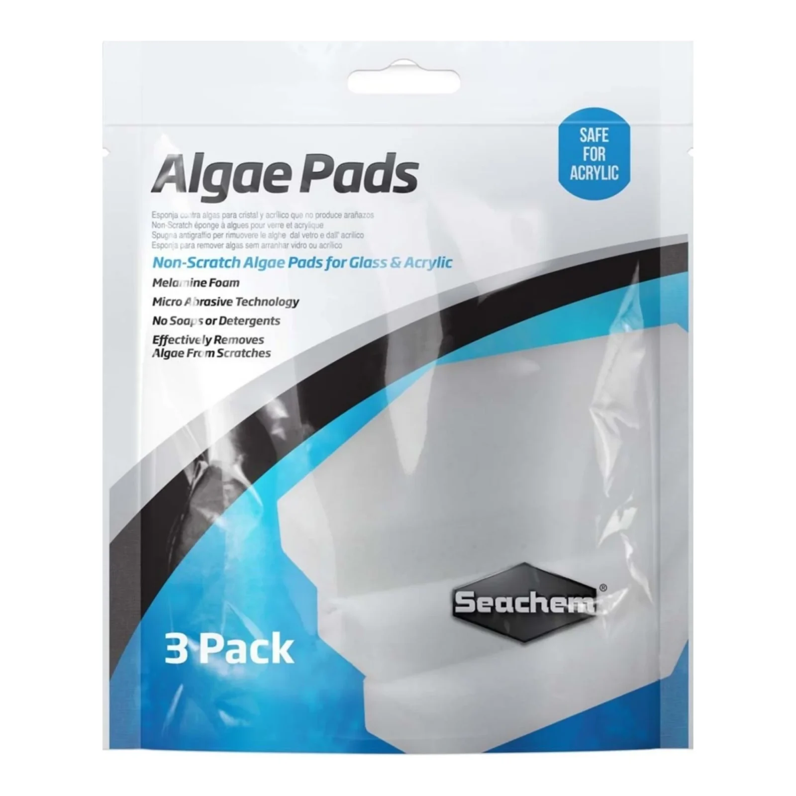 Seachem Laboratories Algae Pad for Glass Acrylic Aquariums White, 1ea/25 mm, 3 pk