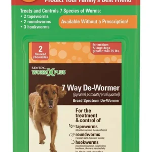 SENTRY Worm X Plus 7 Way De-Wormer Large Dog 2ct