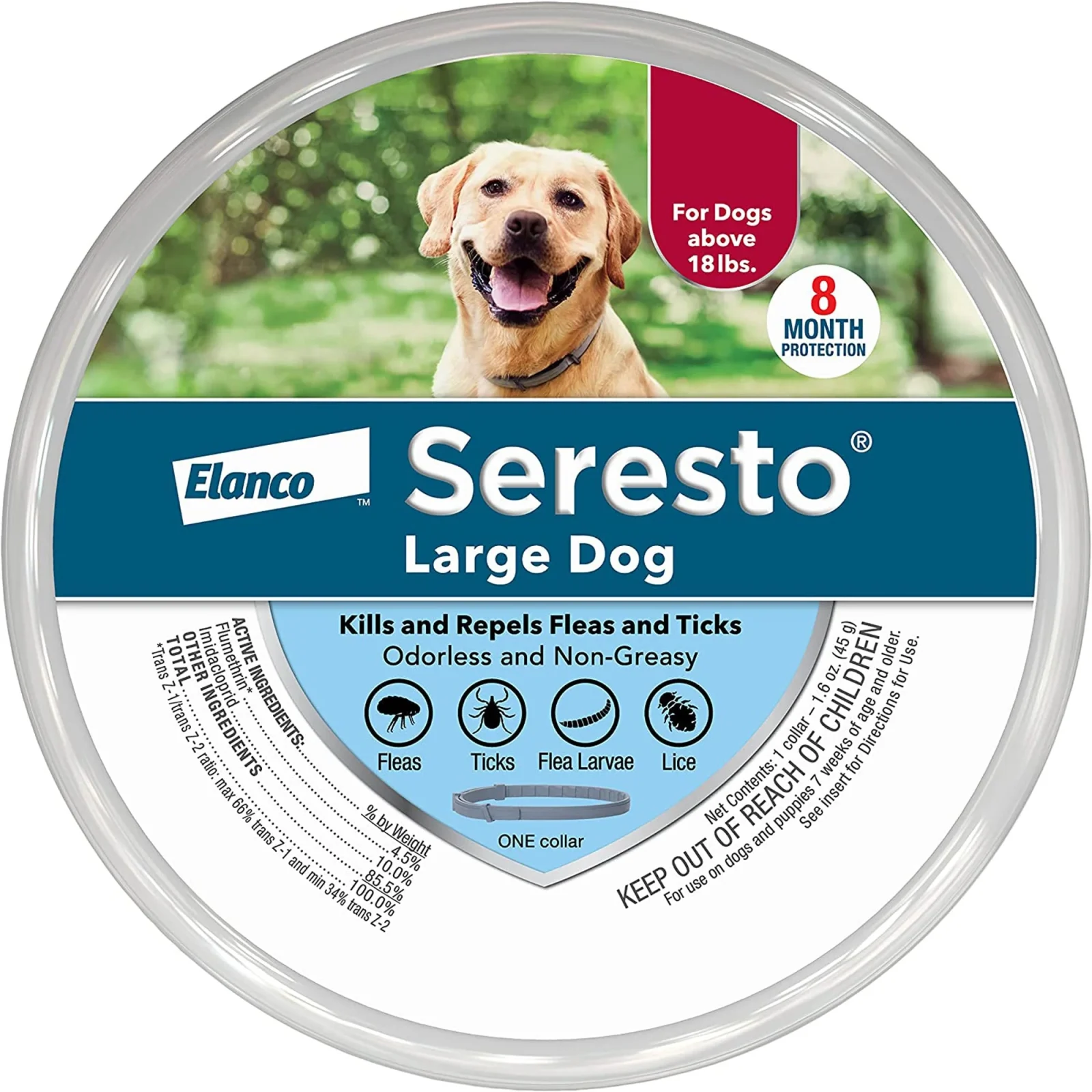 Seresto Flea & Tick Collar 8 Month Protection Large Dog Over 18lbs