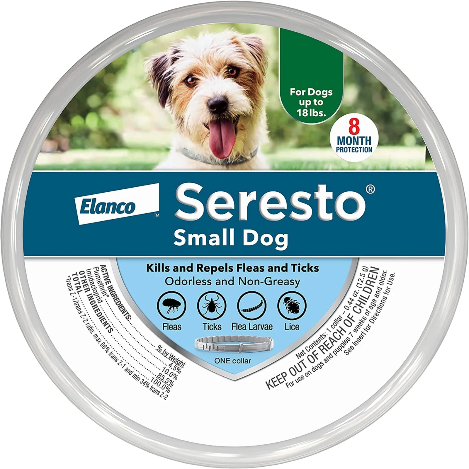 Seresto Flea & Tick Collar 8 Month Protection Small Dog Under 18lbs