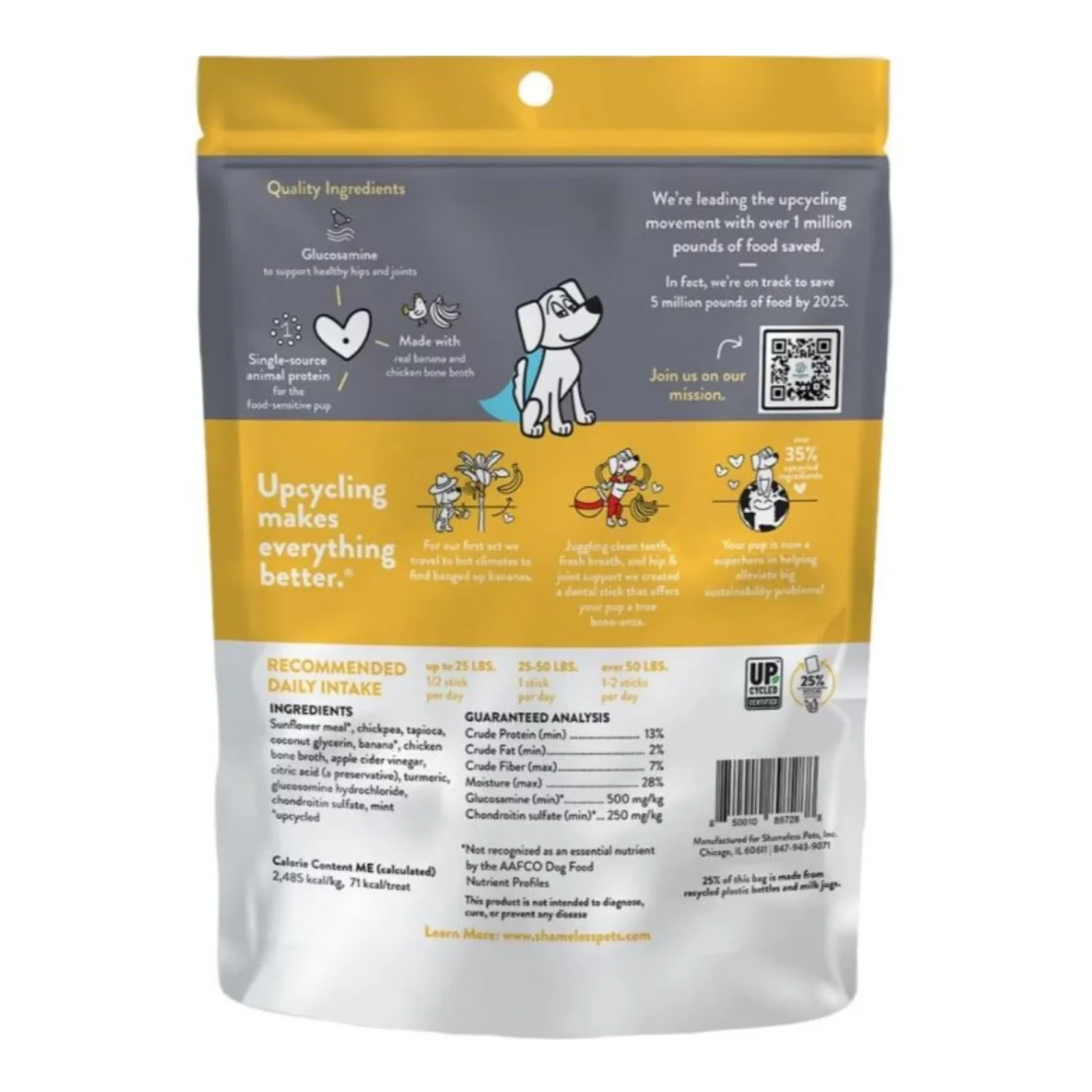 Shameless Dog Dental Sticks Banana/Bone Broth 7.2oz. - Image 2