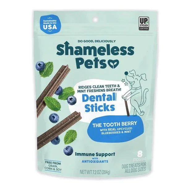 Shameless Pets The Tooth Berry Dental Sticks Dog Treats