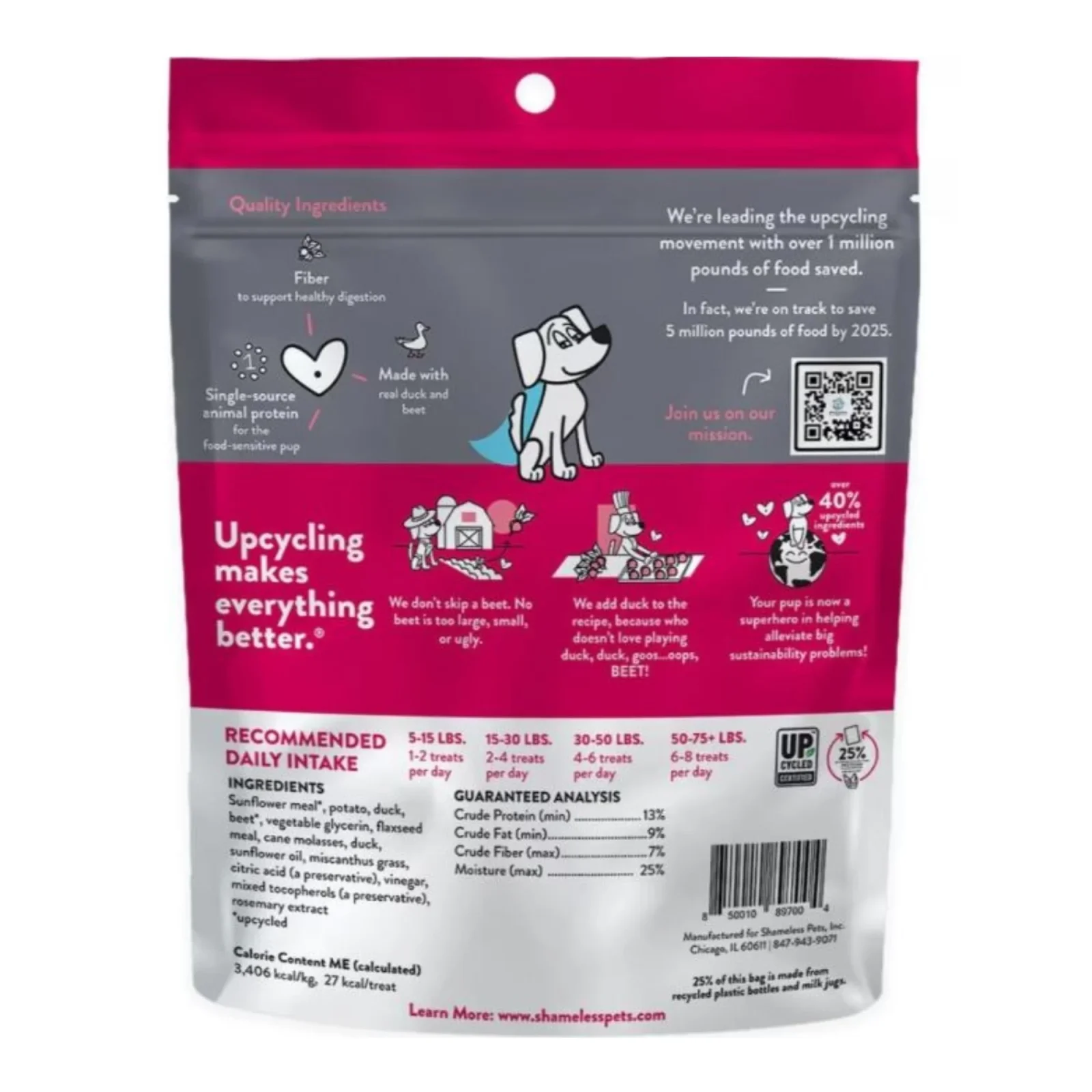 Shameless Soft Baked Dog Biscuits Duck/Beet 6oz. - Image 2