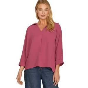 She & Sky Women's Dusty Mauve Collard Top
