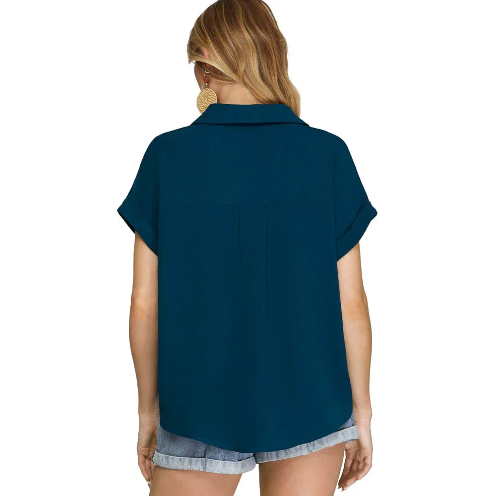 She & Sky Women's Teal Drop Shoulder Top - Image 2