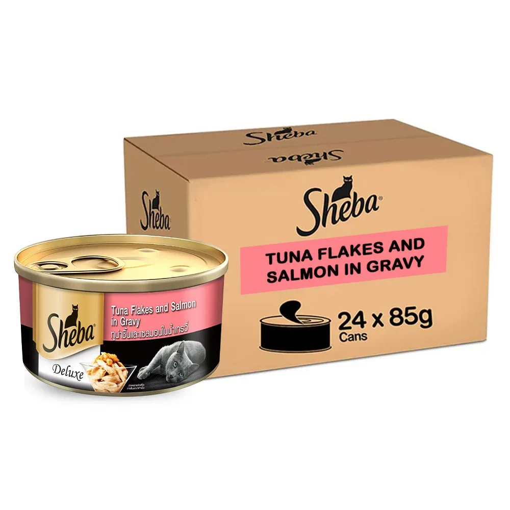 Sheba Deluxe Complete Nutrition Tuna Flakes & Salmon In Gravy Cat Wet Food