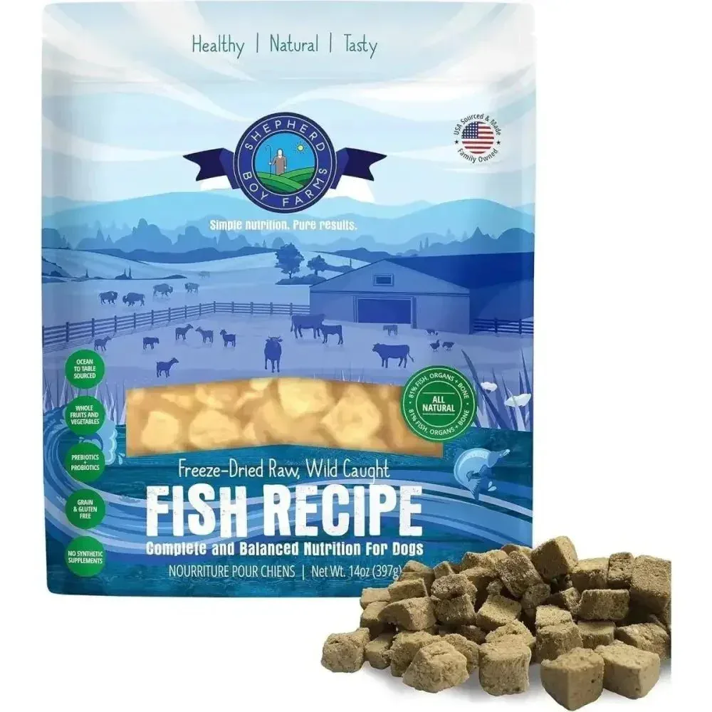 Shepherd Boy Farms Freeze Dried Fish Dog Food Medley Recipe 14oz