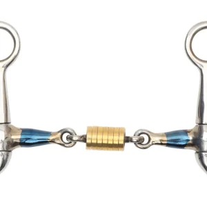 Shires Blue Sweet Iron Hanging Cheek Bit with Roller Link