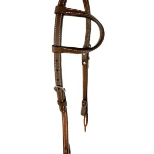 Showman® Argentinian Cow Leather Single-Ear Headstall with White Stitching