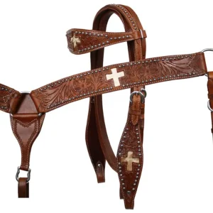 Showman® Leather Browband Headstall & Breast Collar Set