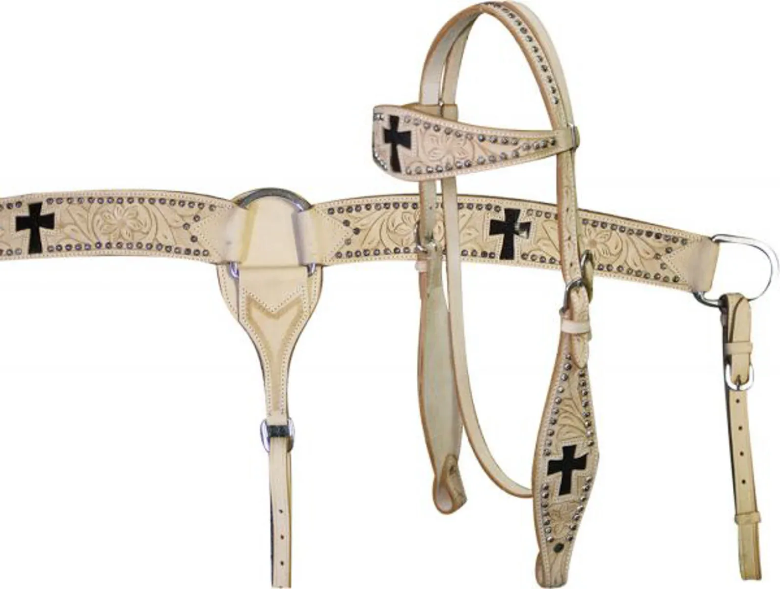 Showman® Leather Browband Headstall & Breast Collar Set - Image 2