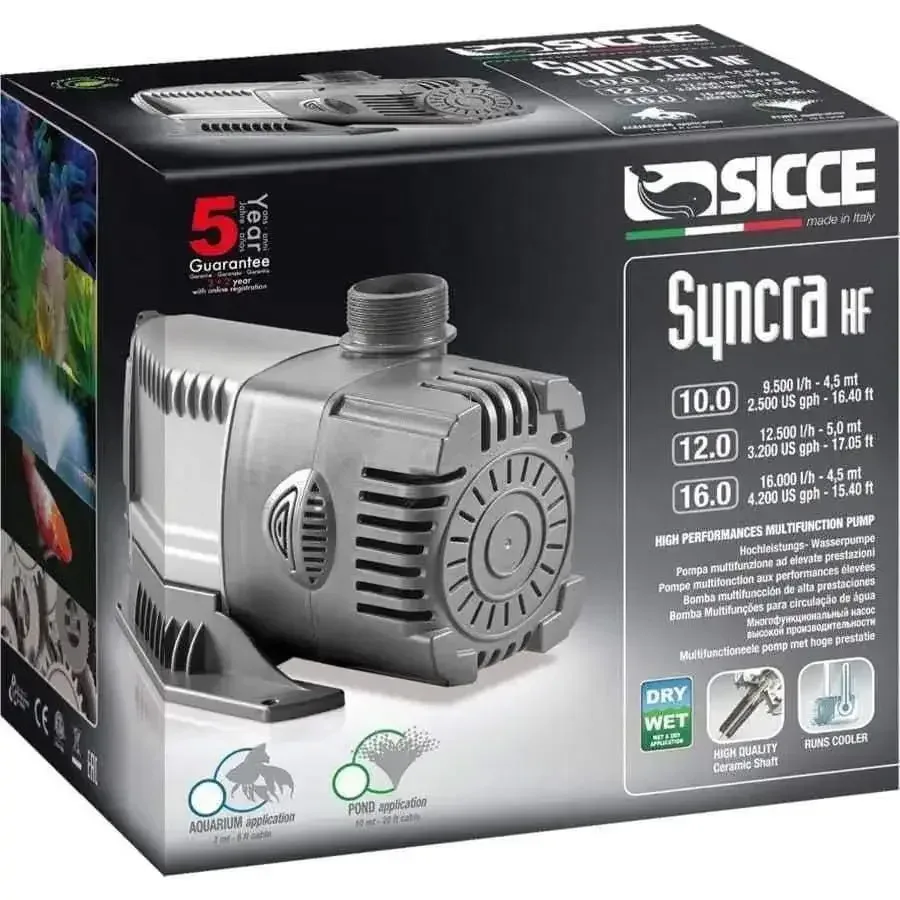 Sicce SYNCRA HF 12.0 Pump - High Flow 3200 GPH for Efficient Water Movement
