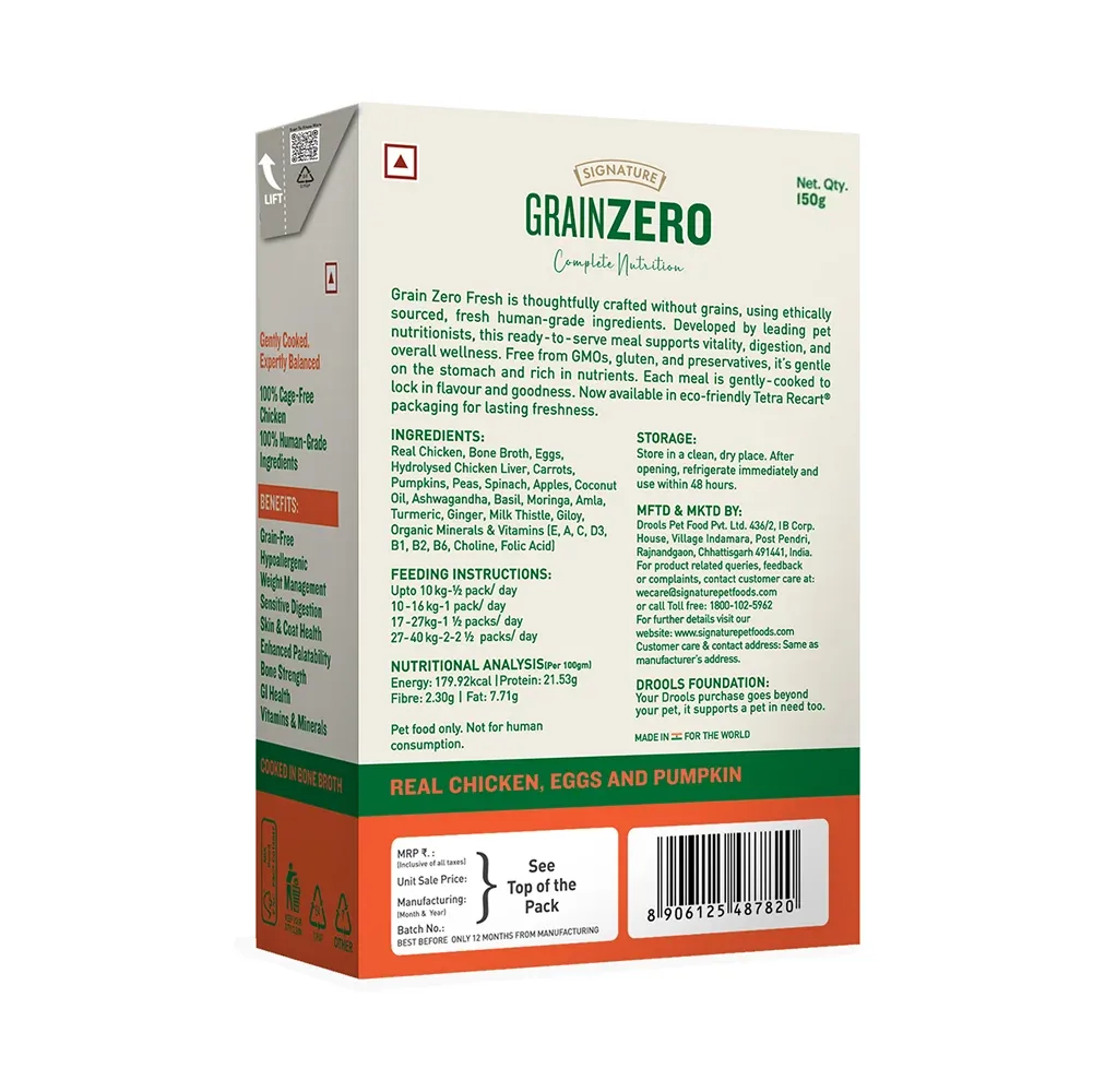Signature Grain Zero Tetra Pack Real Chicken Egg & Pumpkin Dog Fresh Food - Image 2